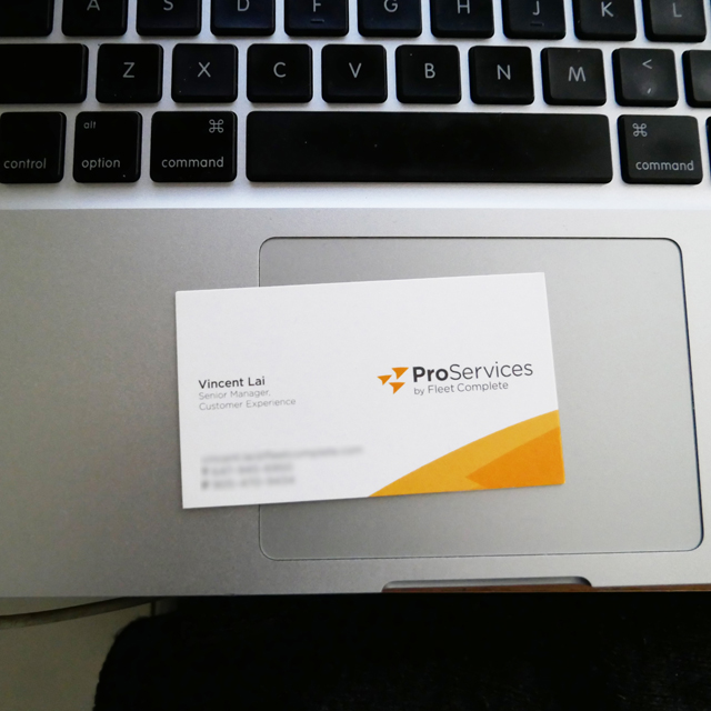 proservices business card on computer